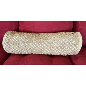 FLORABELLA Home Hand Crafted Crochet Natural Rafia Bolster Pillow Cover